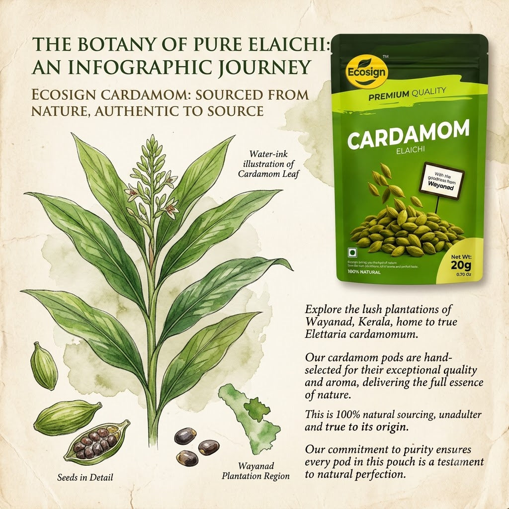 ECOSIGN Whole Green Cardamom (Elaichi) | Premium Natural Spice WAYANAD