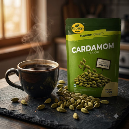 ECOSIGN Whole Green Cardamom (Elaichi) | Premium Natural Spice WAYANAD