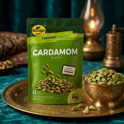 ECOSIGN Whole Green Cardamom (Elaichi) | Premium Natural Spice WAYANAD