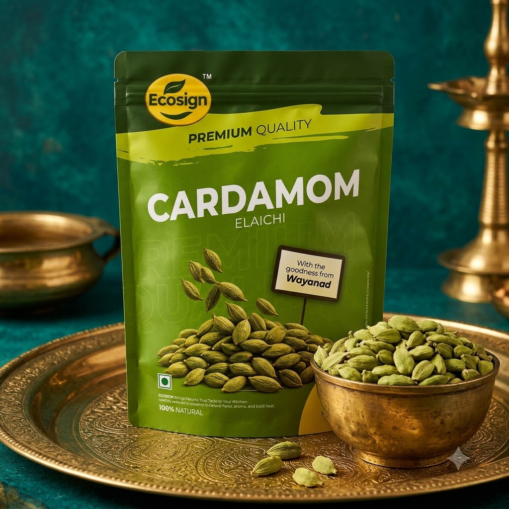 ECOSIGN Whole Green Cardamom (Elaichi) | Premium Natural Spice WAYANAD