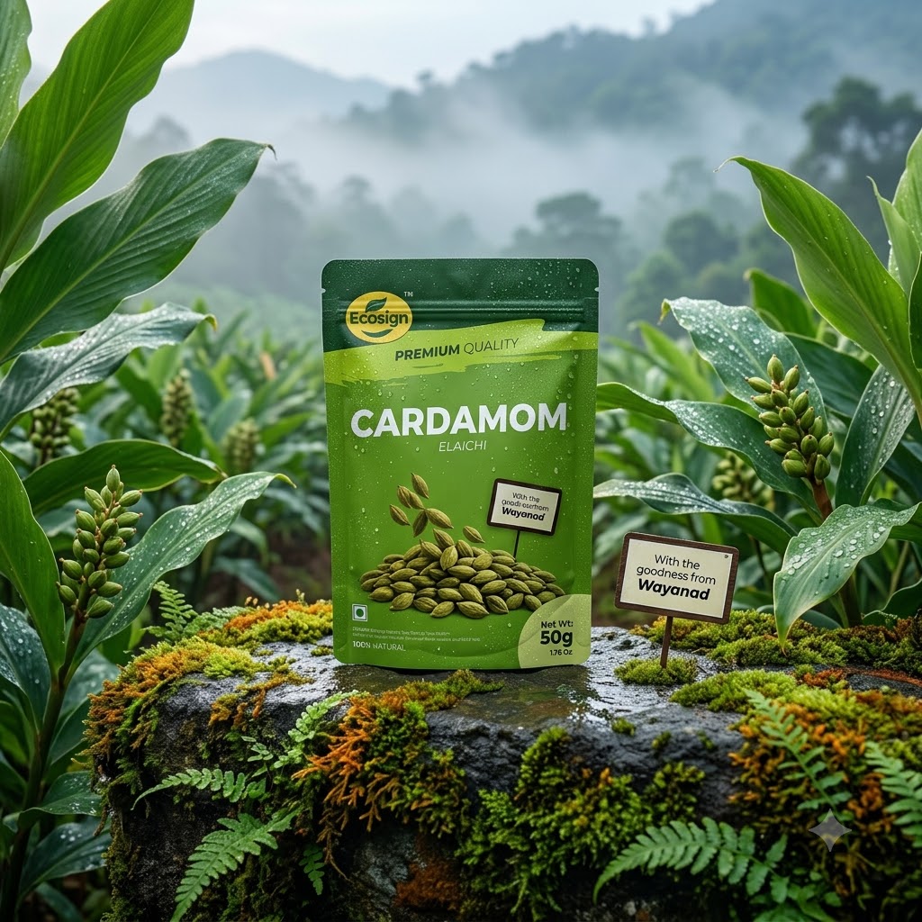 ECOSIGN Whole Green Cardamom (Elaichi) | Premium Natural Spice WAYANAD