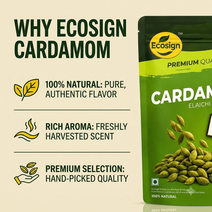 ECOSIGN Whole Green Cardamom (Elaichi) | Premium Natural Spice WAYANAD