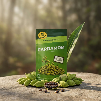 ECOSIGN Whole Green Cardamom (Elaichi) | Premium Natural Spice WAYANAD
